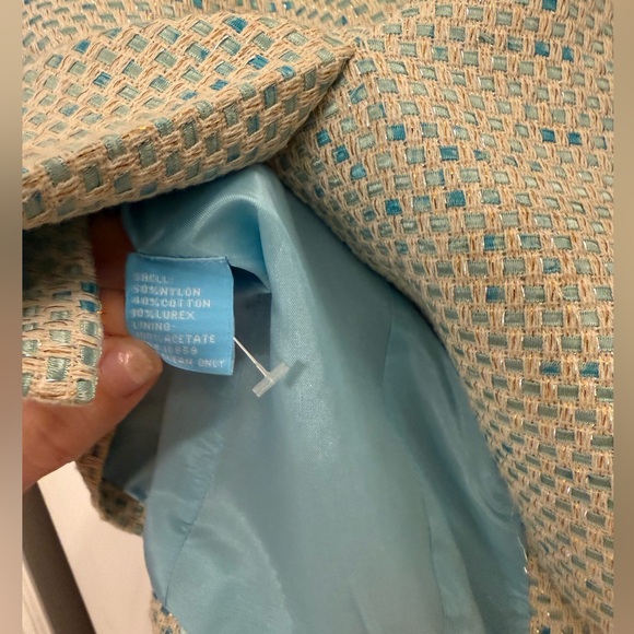 J. McLaughlin Women's Tweed Blazer Jacket Size 2 Blue Lurex - Picture 6 of 6